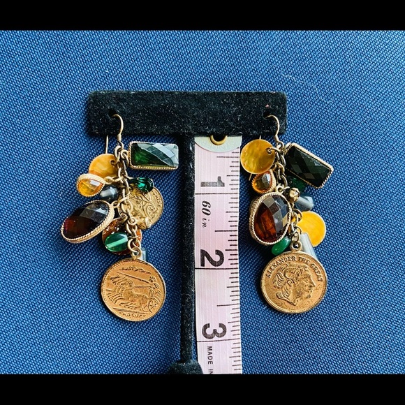 Coin Charm Bracelet, Pendant and Earrings Mixed Media, Jewels, Rhinestones - Picture 12 of 16